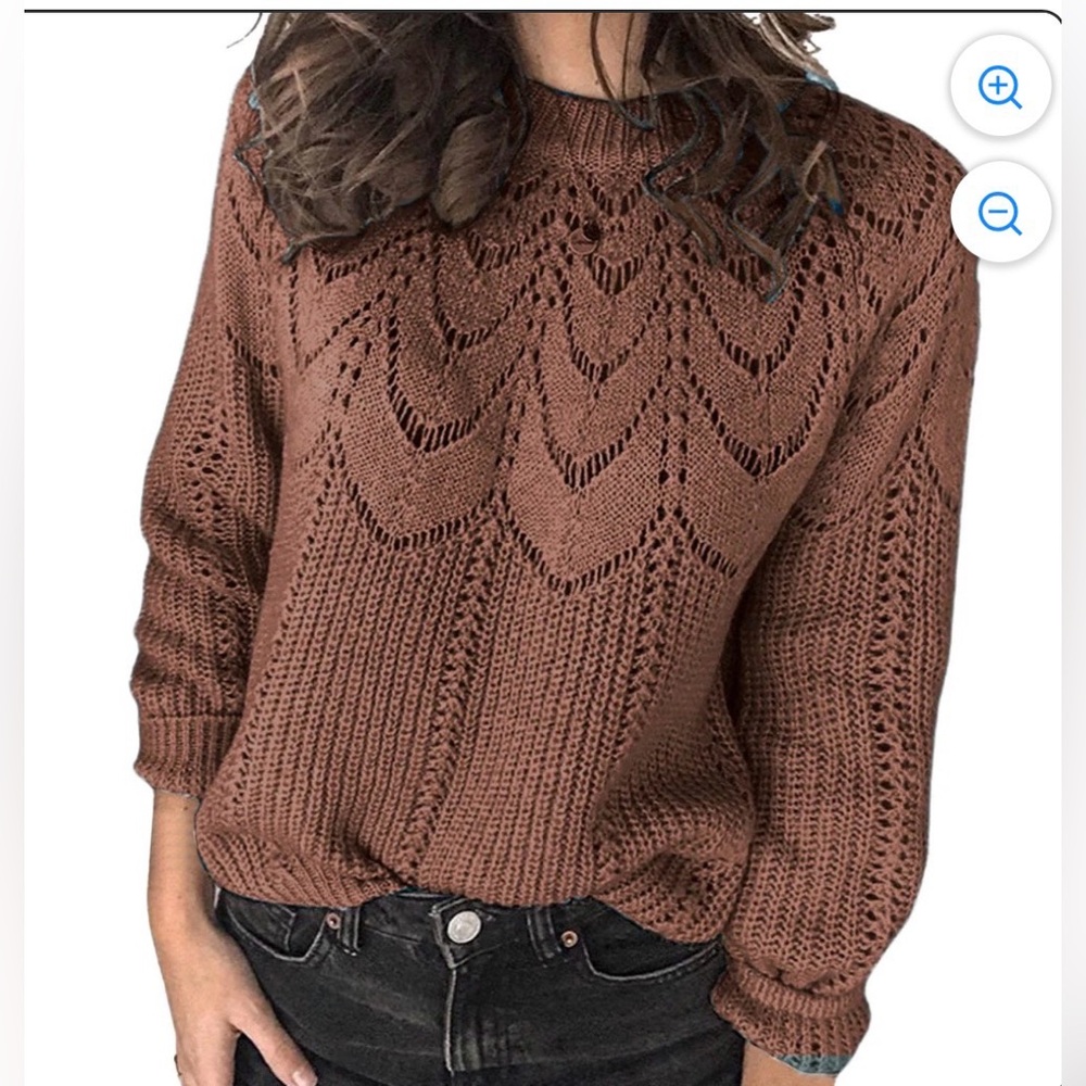 Elegant Brown Women's Knit Sweater